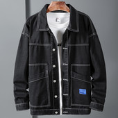 Φθινοπωρινά Spliced Ανδρικά τζιν μπουφάν Wash Cotton Jaqueta Jeans Μαύρο συνονθύλευμα Streetwear Chaquetas Hombre Masculina Παλτό