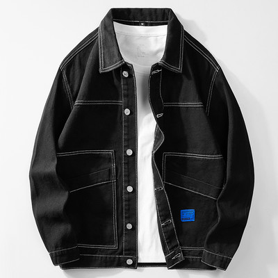 Φθινοπωρινά Spliced Ανδρικά τζιν μπουφάν Wash Cotton Jaqueta Jeans Μαύρο συνονθύλευμα Streetwear Chaquetas Hombre Masculina Παλτό