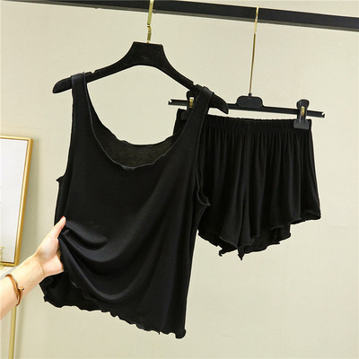 Casual Πυτζάμα Pour Femme Summer Modal Σορτς Σορτς δύο τεμαχίων Σετ στρογγυλό λαιμό αμάνικο σπίτι Ρούχα Γυναικεία κοστούμι πιτζάμες