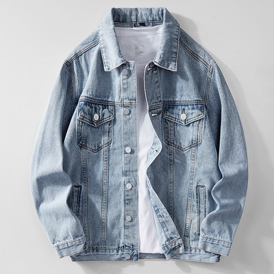 Jachetă nouă de blugi pentru bărbați, vintage, haine de jeans, haine de stradă, la modă, de blugi, pentru bărbați, guler răsturnat, îmbrăcăminte exterioară din bumbac.