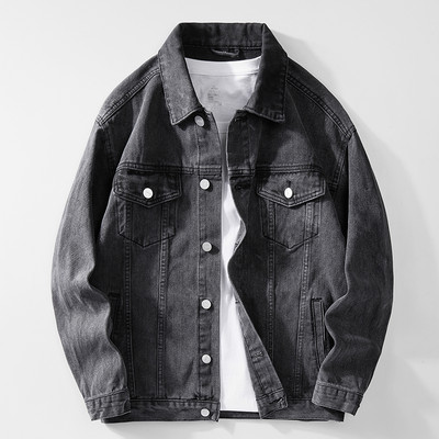 Jachetă nouă de blugi pentru bărbați, vintage, haine de jeans, haine de stradă, la modă, de blugi, pentru bărbați, guler răsturnat, îmbrăcăminte exterioară din bumbac.