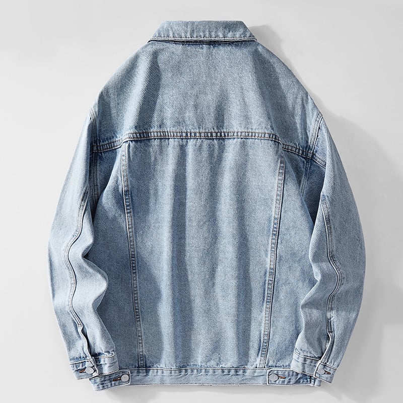Jachetă nouă de blugi pentru bărbați, vintage, haine de jeans, haine de stradă, la modă, de blugi, pentru bărbați, guler răsturnat, îmbrăcăminte exterioară din bumbac.