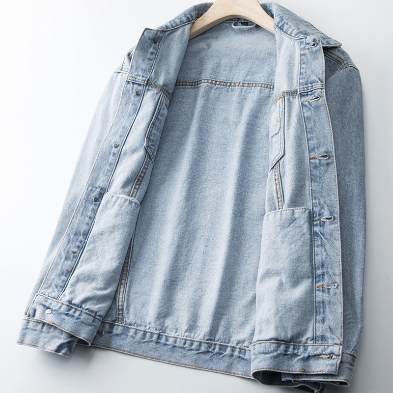 Jachetă nouă de blugi pentru bărbați, vintage, haine de jeans, haine de stradă, la modă, de blugi, pentru bărbați, guler răsturnat, îmbrăcăminte exterioară din bumbac.