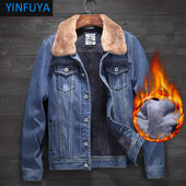 Mehed Tumesinine/Sinised Talvised teksajoped Ülerõivad Soojad teksamantlid Uued Meeste Suured Villane Vooder Paksemad Talvised Teksajakid