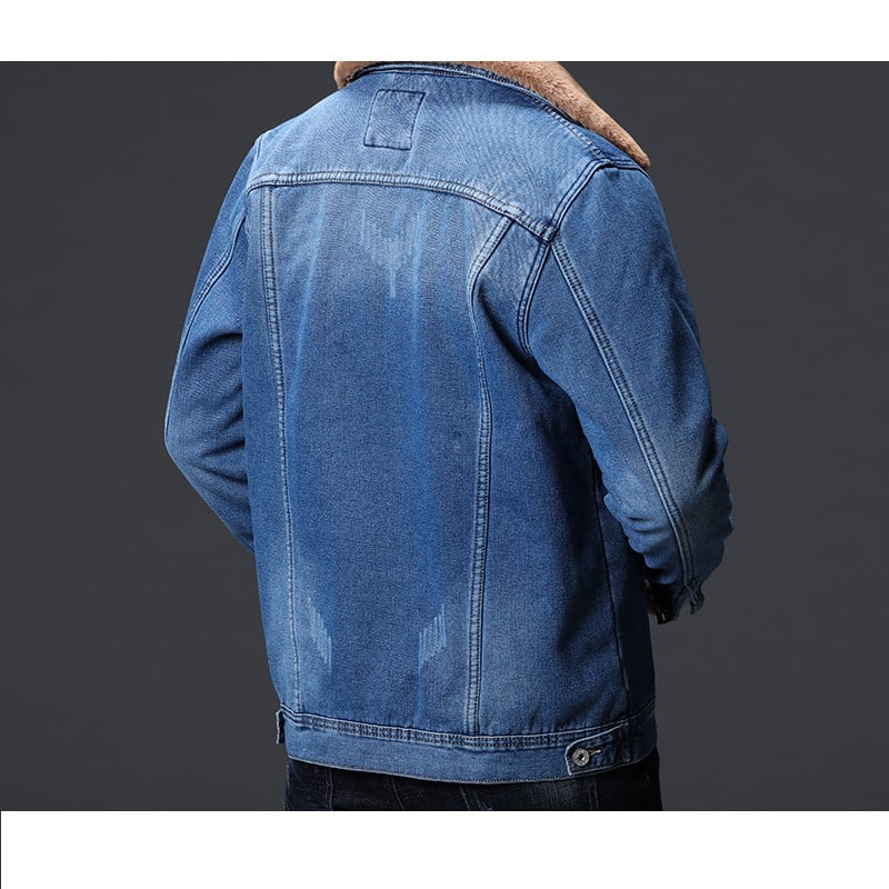 Mehed Tumesinine/Sinised Talvised teksajoped Ülerõivad Soojad teksamantlid Uued Meeste Suured Villane Vooder Paksemad Talvised Teksajakid