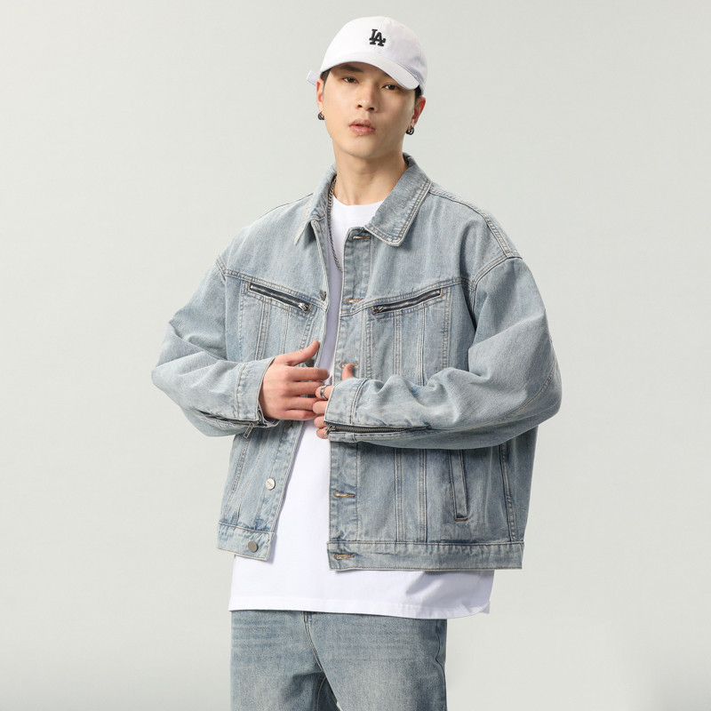 Amerikai vintage farmer dzseki férfiaknak tavaszi nehézipari bő cipzáros kabát uniszex egyetemi alkalmi baseball felsőruházat