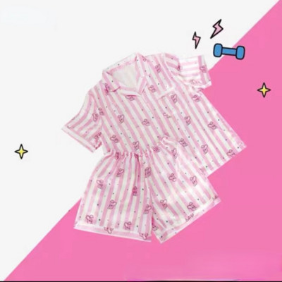 Γυναικείες πιτζάμες ριγέ Άνοιξη Καλοκαιρινό κινούμενο σχέδιο Πυτζάμες Kawaii Χαριτωμένα νυχτικά Σαλόνια Σετ Ρούχα Άνετα ρούχα για το σπίτι