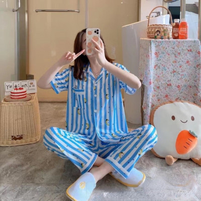 Γυναικείες πιτζάμες ριγέ Άνοιξη Καλοκαιρινό κινούμενο σχέδιο Πυτζάμες Kawaii Χαριτωμένα νυχτικά Σαλόνια Σετ Ρούχα Άνετα ρούχα για το σπίτι