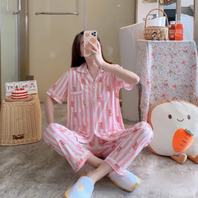 Γυναικείες πιτζάμες ριγέ Άνοιξη Καλοκαιρινό κινούμενο σχέδιο Πυτζάμες Kawaii Χαριτωμένα νυχτικά Σαλόνια Σετ Ρούχα Άνετα ρούχα για το σπίτι