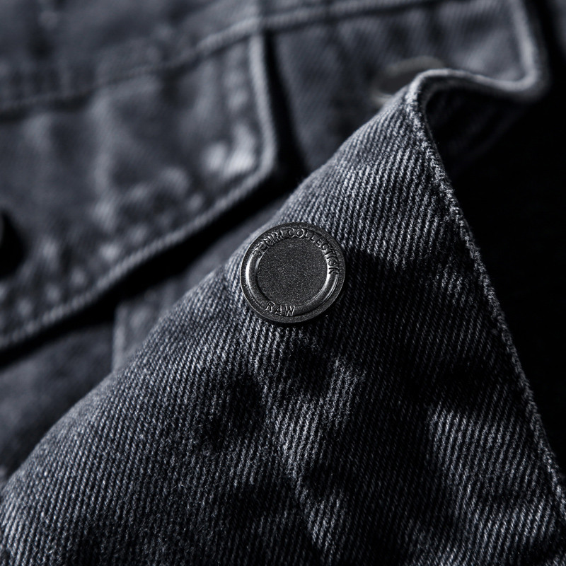 Jachetă de blugi bărbați cu glugă ocazional jachete de blugi pentru bărbați, haine de stradă, de culoare solidă, guler răsturnat, paltoane de denim, jachete pentru bărbați, pălărie detașabilă