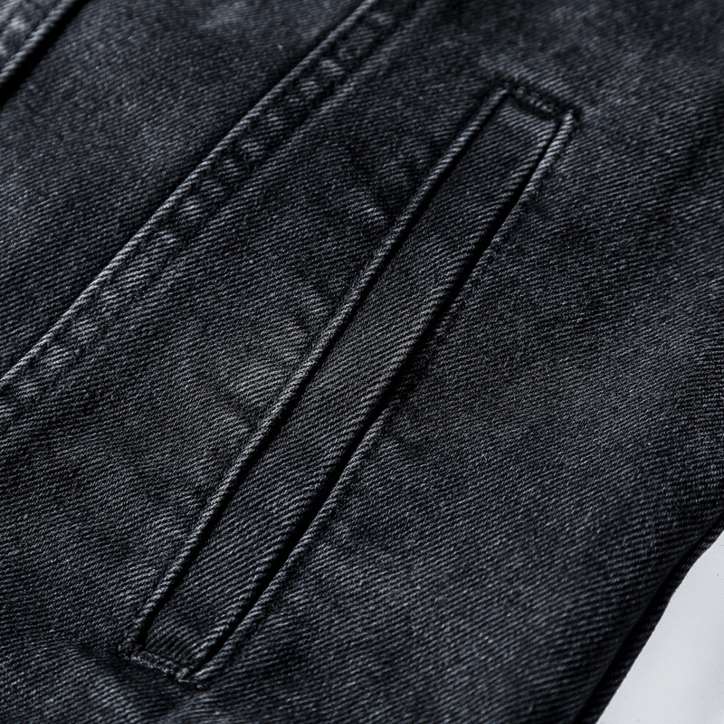 Jachetă de blugi bărbați cu glugă ocazional jachete de blugi pentru bărbați, haine de stradă, de culoare solidă, guler răsturnat, paltoane de denim, jachete pentru bărbați, pălărie detașabilă