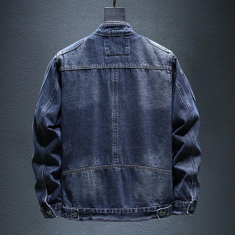 Ανοιξιάτικο φθινόπωρο 2023 Νέα Ανδρικά τζιν μπουφάν Ευρωπαϊκού στυλ Λεπτό τζιν τζιν μπουφάν Homme Patchwork Παλτό Σέξι ανδρικά ρούχα