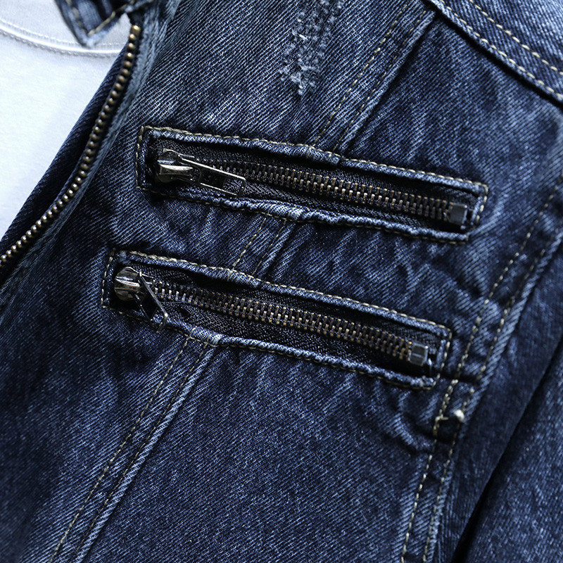 Ανοιξιάτικο φθινόπωρο 2023 Νέα Ανδρικά τζιν μπουφάν Ευρωπαϊκού στυλ Λεπτό τζιν τζιν μπουφάν Homme Patchwork Παλτό Σέξι ανδρικά ρούχα