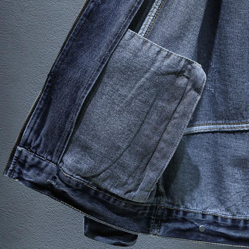 Ανοιξιάτικο φθινόπωρο 2023 Νέα Ανδρικά τζιν μπουφάν Ευρωπαϊκού στυλ Λεπτό τζιν τζιν μπουφάν Homme Patchwork Παλτό Σέξι ανδρικά ρούχα