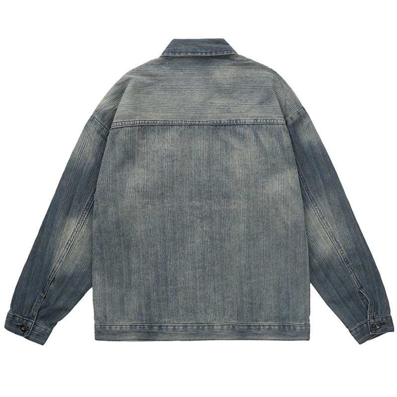 UUS Ameerika vintage teksasärk Vertikaalne triibuline raskekaalu meeste teksasärgid jakid pikkade varrukatega kauboi puuvillane särk meestele