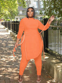 Γυναικεία Ρούχα Μεγάλου μεγέθους Σετ τοπ & παντελονιών σετ δύο τεμαχίων Γυναικεία ρούχα Skinny Solid σετ casual Χονδρική χονδρική Dropshipping