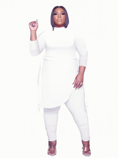 Γυναικεία Ρούχα Μεγάλου μεγέθους Σετ τοπ & παντελονιών σετ δύο τεμαχίων Γυναικεία ρούχα Skinny Solid σετ casual Χονδρική χονδρική Dropshipping