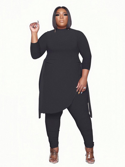 Γυναικεία Ρούχα Μεγάλου μεγέθους Σετ τοπ & παντελονιών σετ δύο τεμαχίων Γυναικεία ρούχα Skinny Solid σετ casual Χονδρική χονδρική Dropshipping