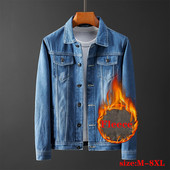 Ανδρικό τζιν μπουφάν Μοντέρνο χειμωνιάτικο ζεστό φλις παλτό Ανδρικά πιο χοντρά ρούχα Μόδα Τζιν μπουφάν Cowboy casual ρούχα Plus μέγεθος 8XL