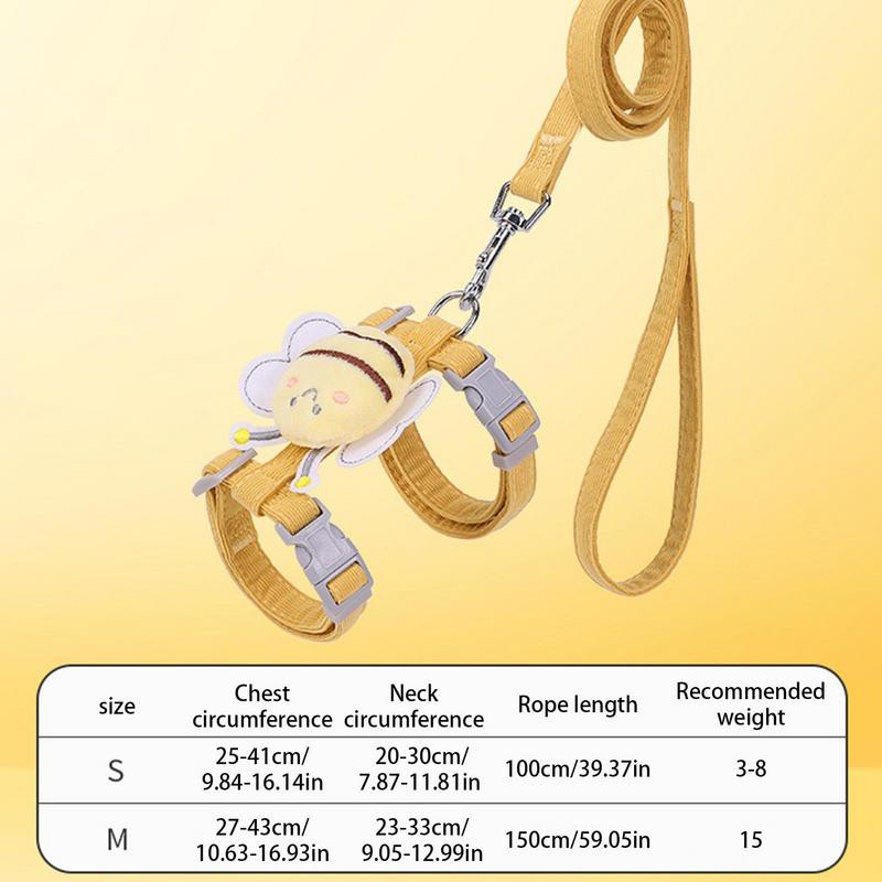 Λουρί και λουρί σκύλου Χαριτωμένο λουρί για διαφυγή μελισσών Αναπνεύσιμο γιλέκο κατοικίδιων ζευγαριών Ανθεκτικό λουρί και λουρί για γάτα για εκπαίδευση στο περπάτημα