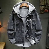 Ανδρικό τζιν μπουφάν Streetwear Hip hop Ανδρικά τζιν μπουφάν με κουκούλα Ανδρικά casual εξωτερικά ενδύματα 2023 Νέο φθινοπωρινό παλτό με λεπτή εφαρμογή M-4XL
