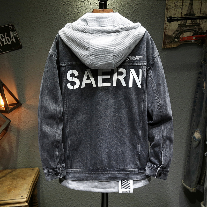 Ανδρικό τζιν μπουφάν Streetwear Hip hop Ανδρικά τζιν μπουφάν με κουκούλα Ανδρικά casual εξωτερικά ενδύματα 2023 Νέο φθινοπωρινό παλτό με λεπτή εφαρμογή M-4XL