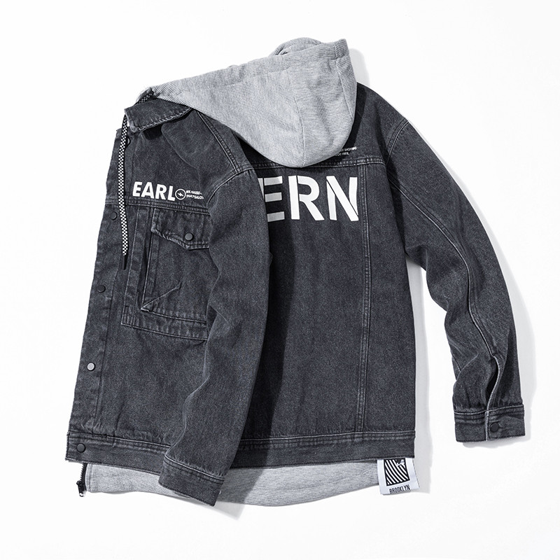 Ανδρικό τζιν μπουφάν Streetwear Hip hop Ανδρικά τζιν μπουφάν με κουκούλα Ανδρικά casual εξωτερικά ενδύματα 2023 Νέο φθινοπωρινό παλτό με λεπτή εφαρμογή M-4XL