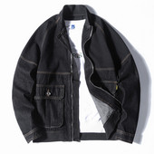 Φθινοπωρινό νέο μονόχρωμο τζιν μπουφάν Ανδρικό Loose Fat Plus Size Ανδρικό μπουφάν Casual Fashion Φθινοπωρινό τζιν μπουφάν Ανδρικά τζιν