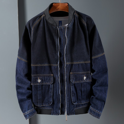 Φθινοπωρινό νέο μονόχρωμο τζιν μπουφάν Ανδρικό Loose Fat Plus Size Ανδρικό μπουφάν Casual Fashion Φθινοπωρινό τζιν μπουφάν Ανδρικά τζιν