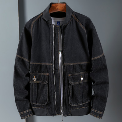 Φθινοπωρινό νέο μονόχρωμο τζιν μπουφάν Ανδρικό Loose Fat Plus Size Ανδρικό μπουφάν Casual Fashion Φθινοπωρινό τζιν μπουφάν Ανδρικά τζιν