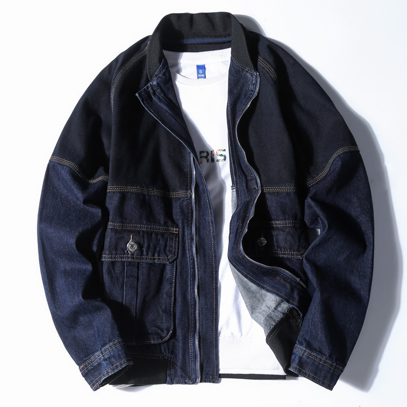 Φθινοπωρινό νέο μονόχρωμο τζιν μπουφάν Ανδρικό Loose Fat Plus Size Ανδρικό μπουφάν Casual Fashion Φθινοπωρινό τζιν μπουφάν Ανδρικά τζιν