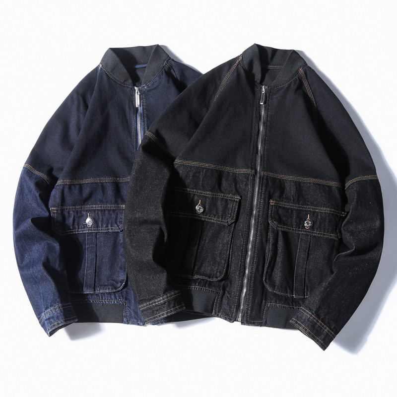 Φθινοπωρινό νέο μονόχρωμο τζιν μπουφάν Ανδρικό Loose Fat Plus Size Ανδρικό μπουφάν Casual Fashion Φθινοπωρινό τζιν μπουφάν Ανδρικά τζιν