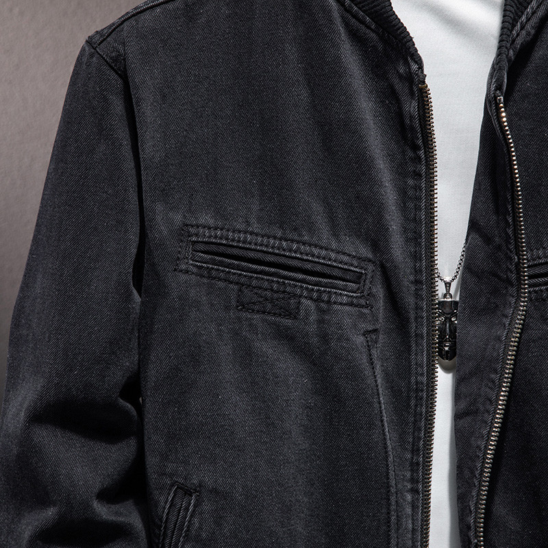 2021 sügis uus meeste teksajakk mood casual vaba O-kaelusega teksajakk klassikaline must retro puuvillane jakk meeste bränd