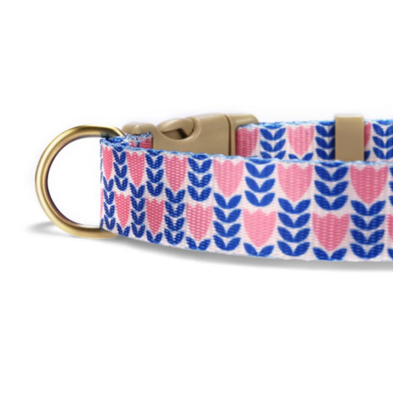 Εξατομικευμένο κολάρο κατοικίδιων Προσαρμοσμένη πινακίδα ταυτότητας Ρυθμιζόμενο Μπλε τουλίπα Μαλακές ίνες Περιλαίμια σκύλου γάτας Μολύβδινο λουρί