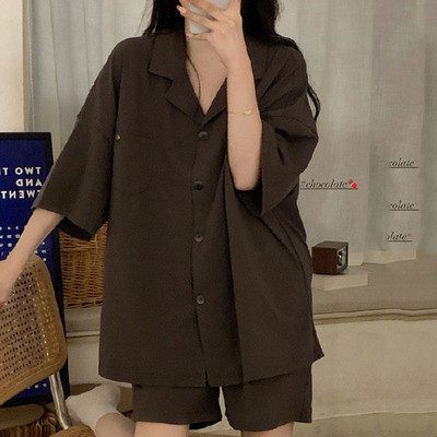 Uustulnukad vabaaja magamisriided, hallid naisteriided, suvised lühikeste varrukatega vaba aja pidžaamakomplektid, kodukandjad, püksid, pidžaamakomplektid