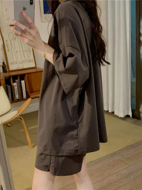 Uustulnukad vabaaja magamisriided, hallid naisteriided, suvised lühikeste varrukatega vaba aja pidžaamakomplektid, kodukandjad, püksid, pidžaamakomplektid