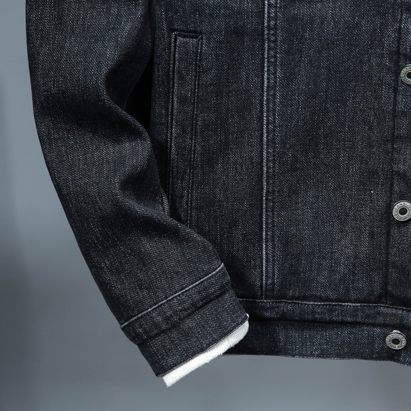 Jachetă de blugi pentru bărbați, iarnă caldă, ocazională, jachetă de cowboy în stil coreean pentru bărbați.