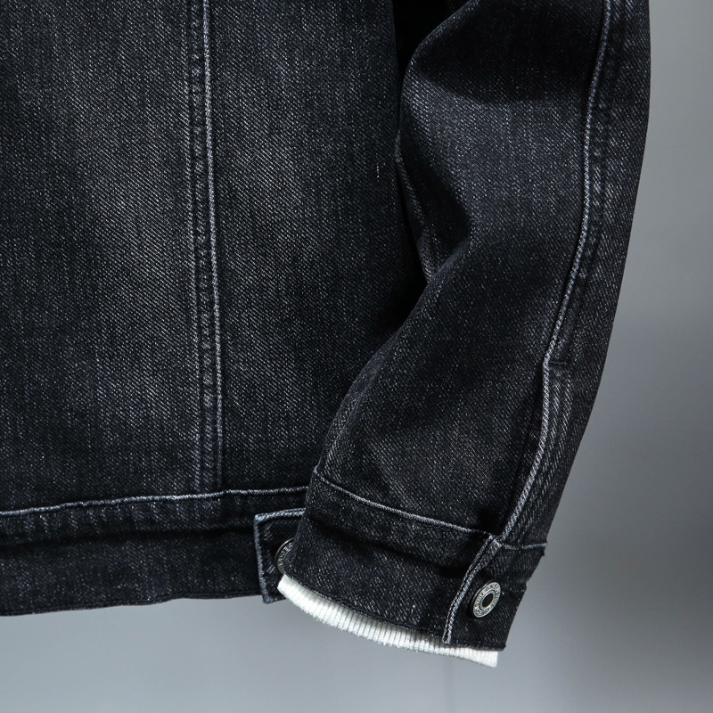 Jachetă de blugi pentru bărbați, iarnă caldă, ocazională, jachetă de cowboy în stil coreean pentru bărbați.