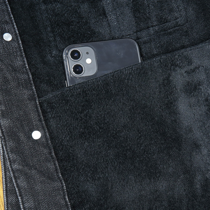 Jachetă de blugi pentru bărbați, iarnă caldă, ocazională, jachetă de cowboy în stil coreean pentru bărbați.