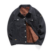 Jachetă de iarnă la modă pentru bărbați, caldă, îngroșată, căptușeală din lână, jachetă de denim rezistentă la vânt, pentru bărbați, mărime mare, M-8XL