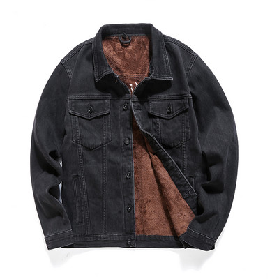 Jachetă de iarnă la modă pentru bărbați, caldă, îngroșată, căptușeală din lână, jachetă de denim rezistentă la vânt, pentru bărbați, mărime mare, M-8XL