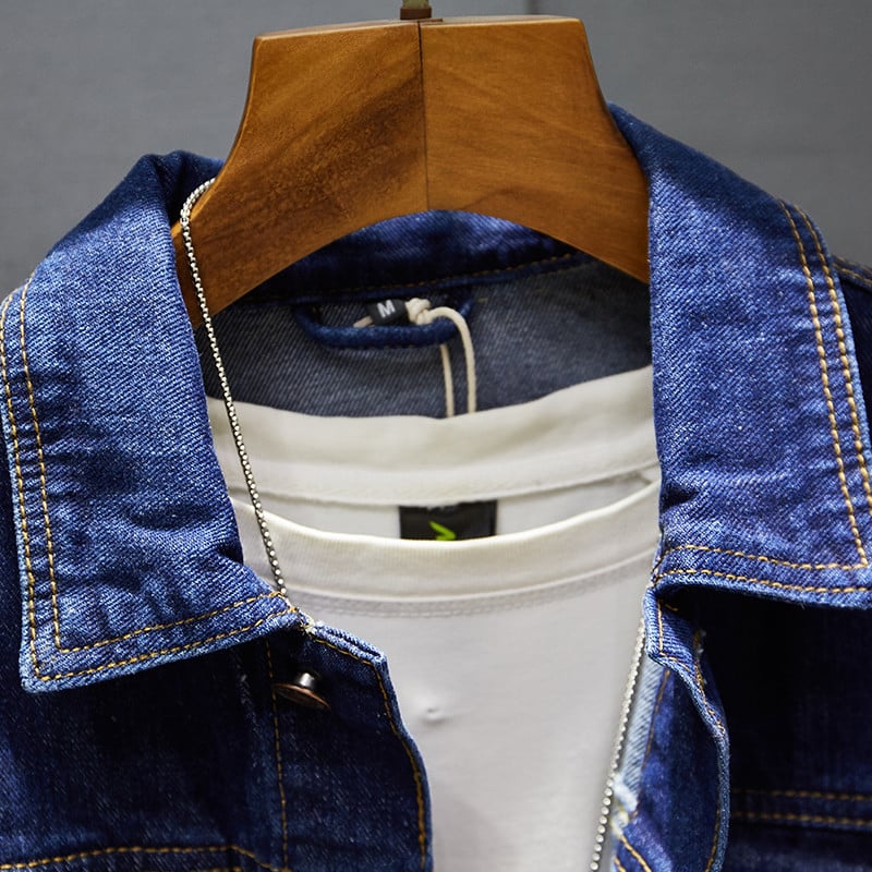 2021. aasta uus massiivne vabaaja puuvillane teksajakk meeste suures suuruses M-5XL rev, üherealine teksajakk Kvaliteetne teksajaki mees