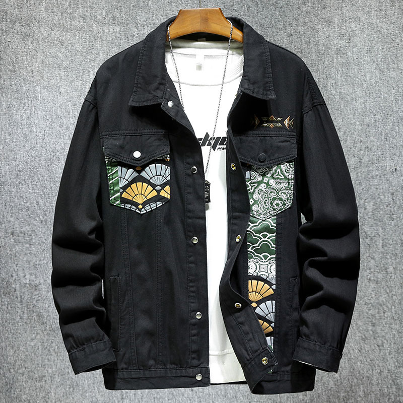 Ανδρικά μπλε τζιν μπουφάν Κανονικά τζιν μπουφάν Παλτό συνονθύλευμα Ανδρικά βαμβακερά μαύρα τζιν παλτό Άνοιξη φθινόπωρο πανωφόρια casual παλτό