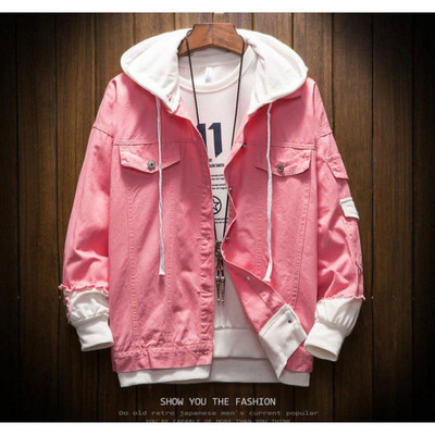 Φθινοπωρινό τζιν μπουφάν με κουκούλα Ανδρικά ρούχα Hip hop Τζιν παλτό Retro Jean Jacket Casual Bomber Jacket Ανδρικά κουκούλα