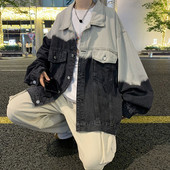 Lipsuga värvitud gradiendiga teksajakk meestele, sügis 2022, mantel, uus Korea mood, lahtine reväär Veste Homme hip-hop retro chaquetas