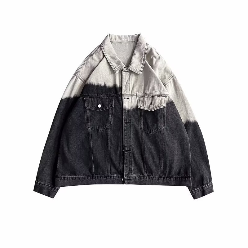 Lipsuga värvitud gradiendiga teksajakk meestele, sügis 2022, mantel, uus Korea mood, lahtine reväär Veste Homme hip-hop retro chaquetas