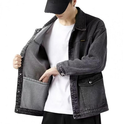 Κομψό Ανδρικό Παλτό Casual Ανοιξιάτικο Μπουφάν με Κουμπί Τζιν Ανδρικό Φθινοπωρινό Μπουφάν Θερμικό