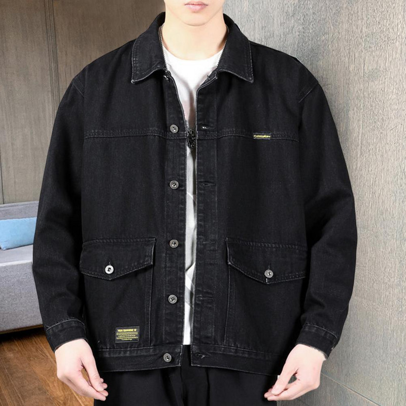 Κομψό Ανδρικό Παλτό Casual Ανοιξιάτικο Μπουφάν με Κουμπί Τζιν Ανδρικό Φθινοπωρινό Μπουφάν Θερμικό
