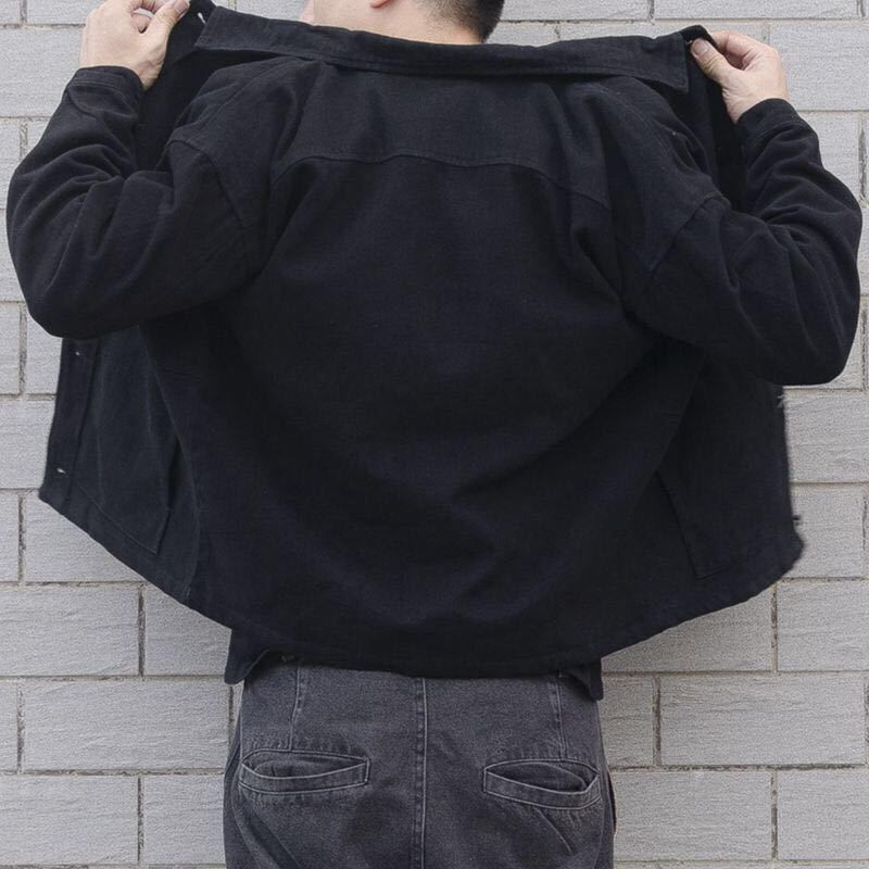 Jachetă din denim pentru bărbați, toamnă și iarnă, în stil Hong Kong, largi, coreeană, de culoare solidă, la modă, confortabilă, ocazională, de lucru.