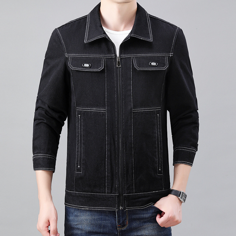 Plus Size 6XL 7XL 8XL Ανδρικό τζιν μπουφάν Νέα φθινοπωρινή μόδα Casual κανονική εφαρμογή με φερμουάρ Fly Jeans παλτό Επώνυμα ρούχα Μαύρα Μπλε